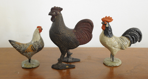 Cast iron rooster bank early 20th