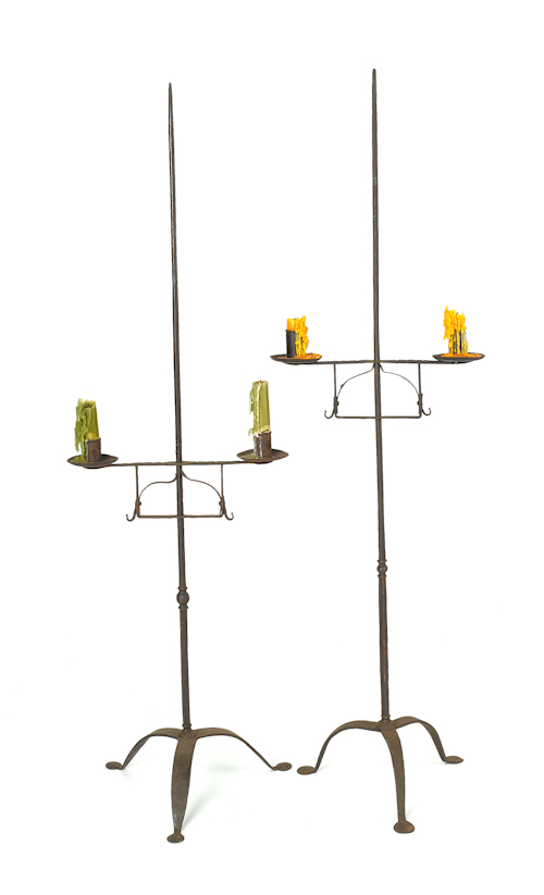 Pair of wrought iron candlestands 17650e