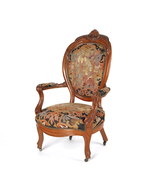 Victorian carved walnut armchair 17653a