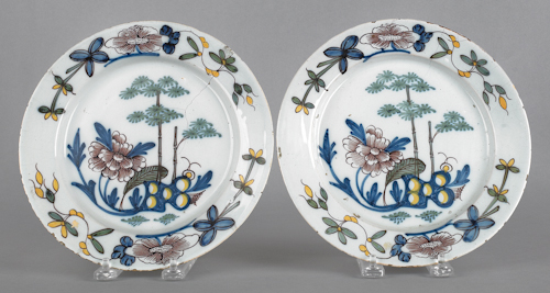 Pair of Delft plates 18th c. 8 3/4