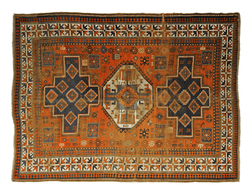 Kazak carpet ca. 1900 7'6" x 6'.