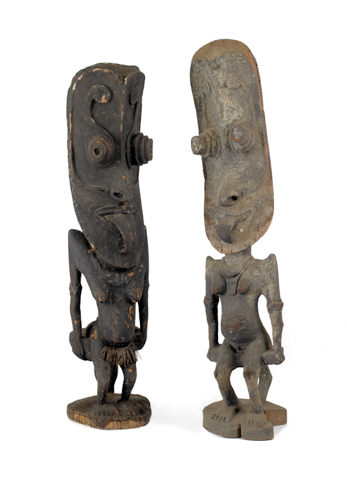 Three African carved and painted wood