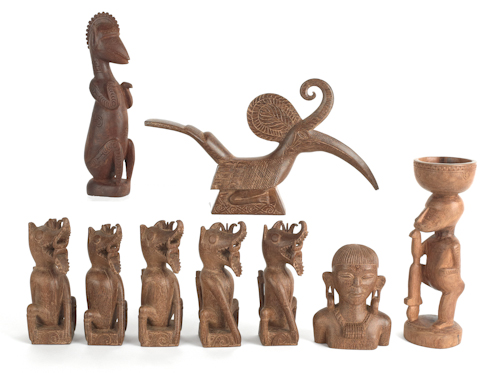 Group of eight South Pacific wood 1765cf