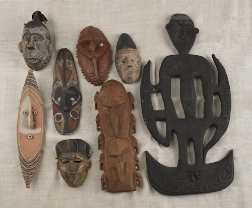 Seven Papua New Guinea carved masks 1765de