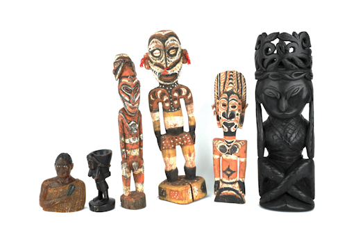 Five South Pacific carved figures