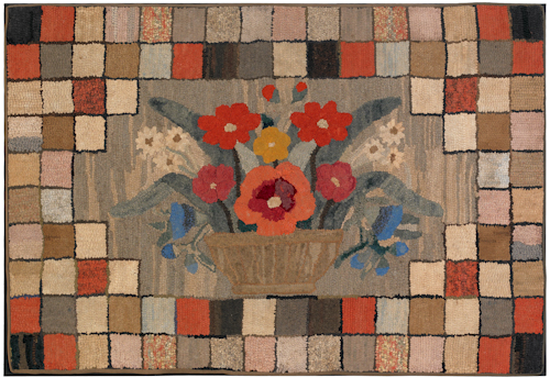 Large American hooked rug 19th 1765ea
