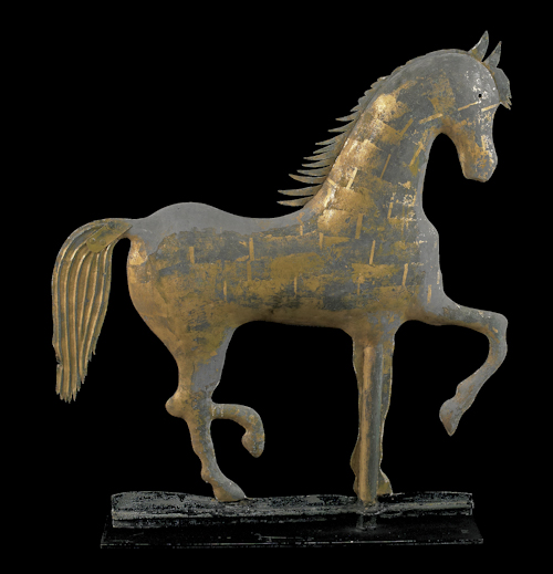 Copper prancing horse weathervane