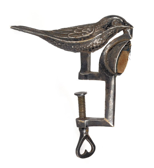 Cast iron finch sewing bird ca.