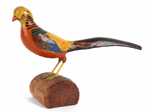 American carved and painted pheasant