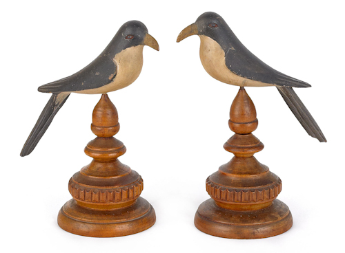 Pair of Connecticut carved and painted