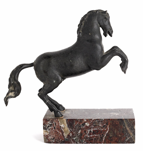 Continental bronze rearing horse