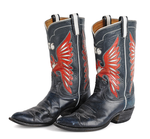 Pair of cowboy boots with red and