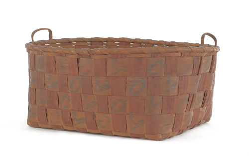 Maine painted splint woven basket