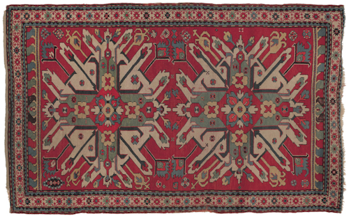 Eagle Kazak throw rug with a red 176731
