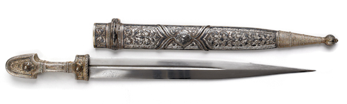 Islamic knife with ornate silver