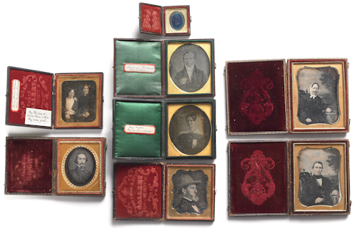 Group of eight cased daguerreotypes