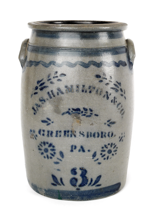 Jas. Hamilton three-gallon stoneware