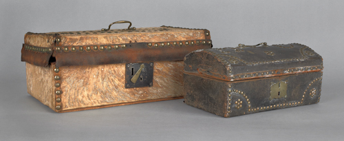 Two hide covered boxes early 19th 1767ad
