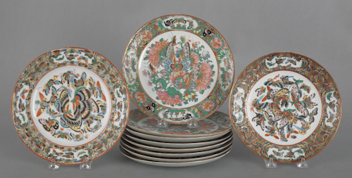 Set of eight Chinese famille rose