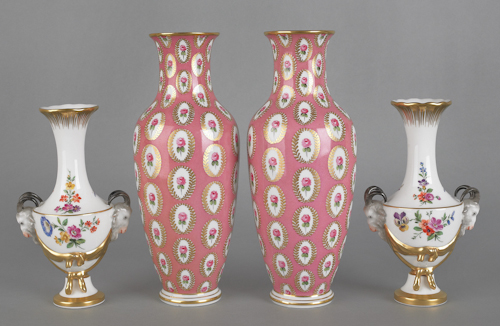 Pair of KPM porcelain vases with 1767dc