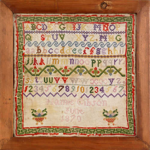 Two wool samplers one dated 1870