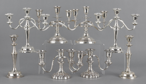 Group of silver plated lighting