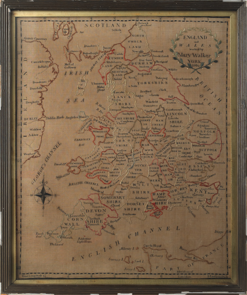 Silk embroidered map of England 176809