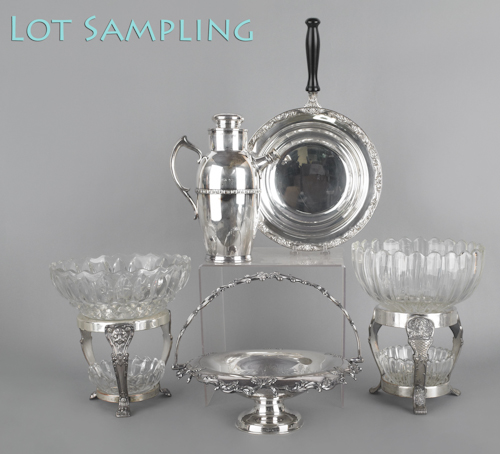 Collection of silver plated serving