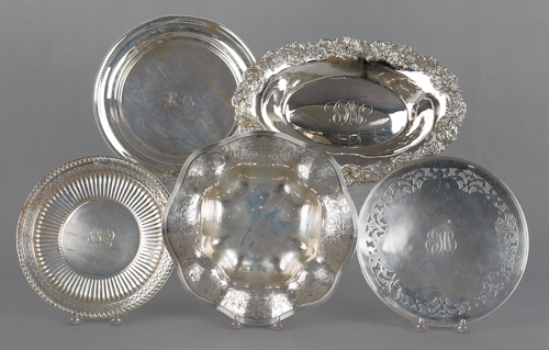 Five sterling silver plates and bowls