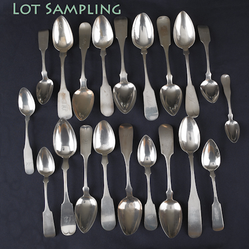 Large collection of coin silver spoons