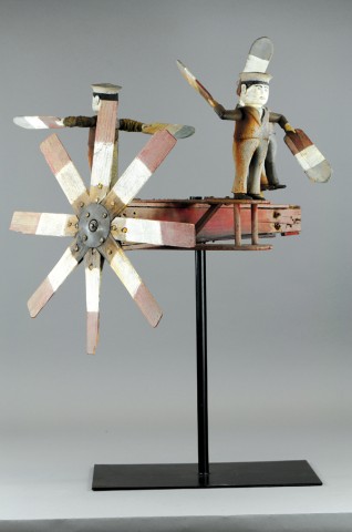 THREE SAILORS WHIRLIGIG c. 1900 wood