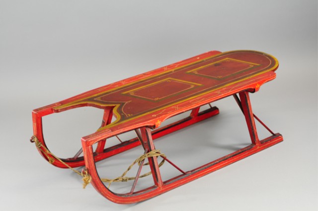 PAINTED WOOD SLED c. 1880 very