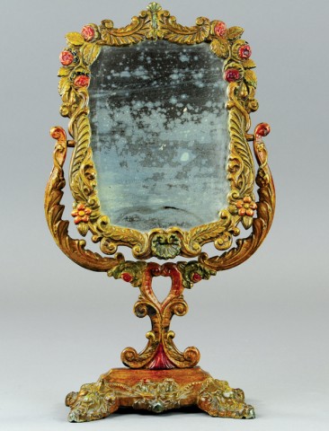 CAST IRON MIRROR ON STAND Very ornate