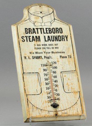 STEAM LAUNDRY WOODEN THERMOMETER