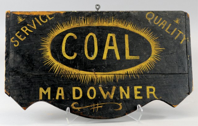 EARLY ''COAL'' SIGN c. 1900 double