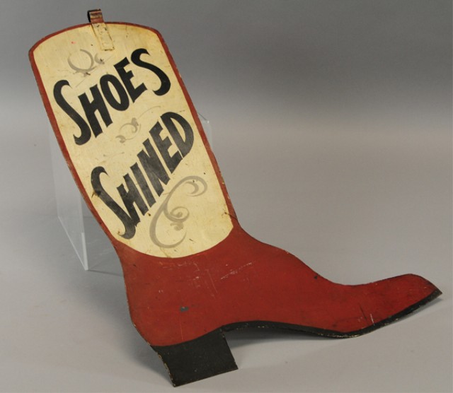 TIN DIE-CUT BOOT SIGN c. 1870s Shoe