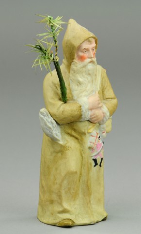 FATHER CHRISTMAS BISQUE CANDY CONTAINER