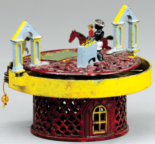 HORSE RACE MECHANICAL BANK Maroon 17904b