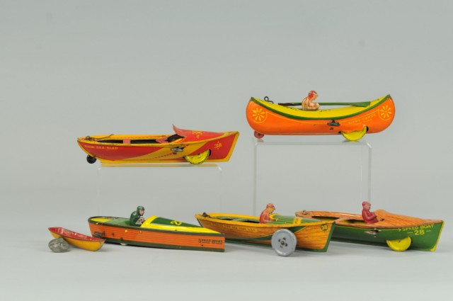 GROUPING OF CANOES AND BOATS Lithographed