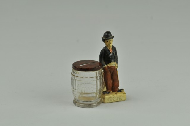 CHARLIE CHAPLIN GLASS CANDY CONTAINER