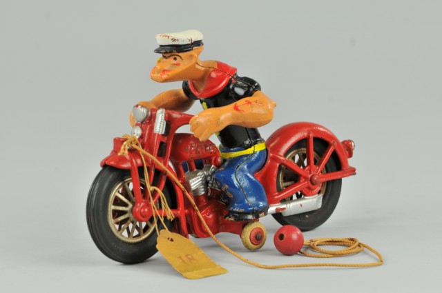 POPEYE ON MOTORCYCLE Hubley copr.