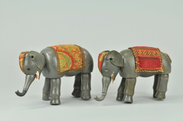 TWO SCHOENHUT ELEPHANTS WITH BLANKET 17928d