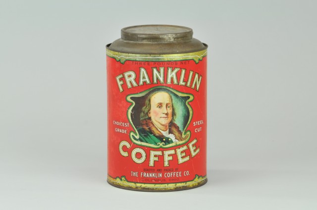 FRANKLIN COFFEE TIN Three pound 17937d