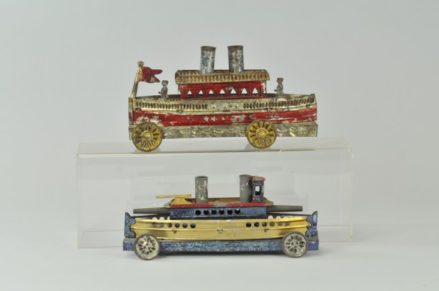 LOT OF TWO SHIP PULL TOYS Made of tin