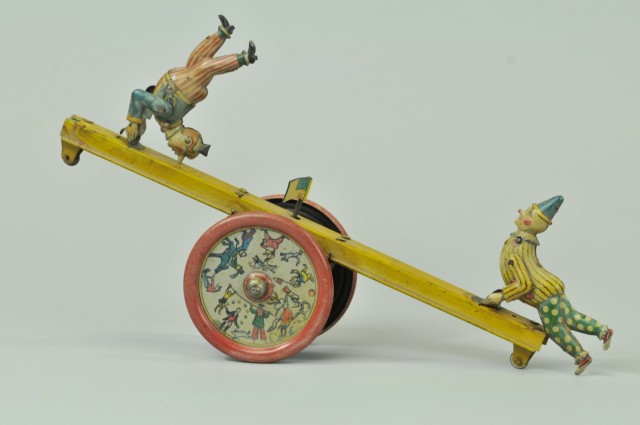 DISTLER CLOWNS ON SEE SAW TOY Germany 17946c