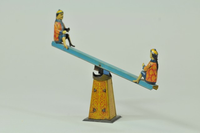 CHINAMEN SEATED ON SEE SAW TOY 17946b