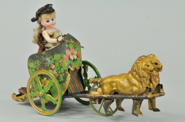 LION DRAWN CHARIOT Early toy depicts 1794ec