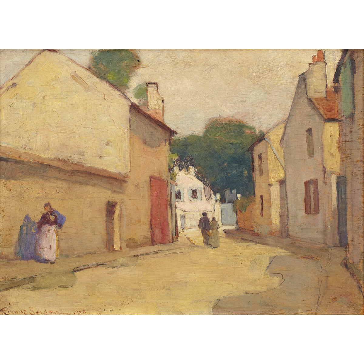 REGINA SEIDEN VILLAGE STREET WITH FIGURES