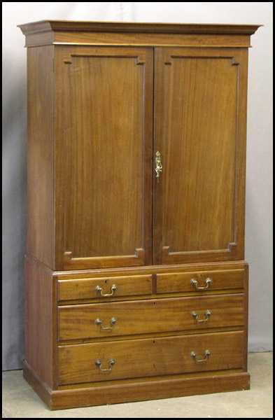 MAHOGANY LINEN PRESS. H: 72.5 W: 43