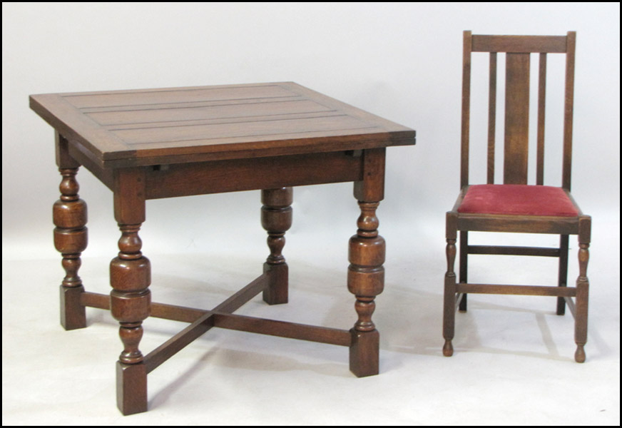 ENGLISH OAK DRAW LEAF TABLE. Raised